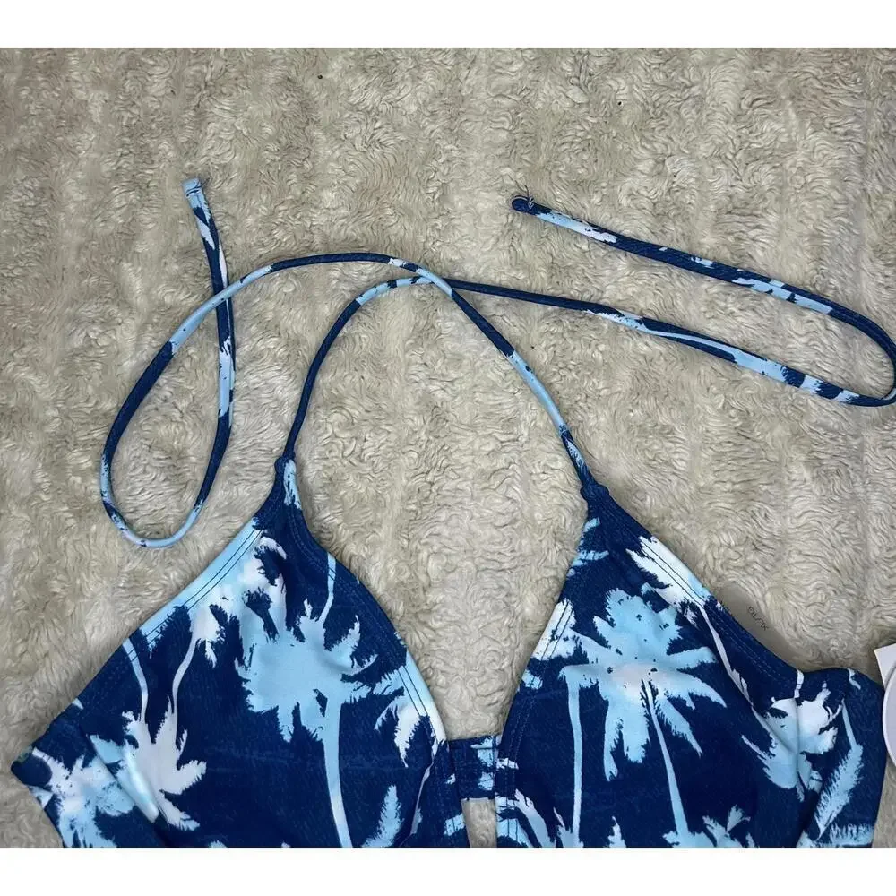 Hot Water tropical underwire triangle bra and string bikini set Size L/M